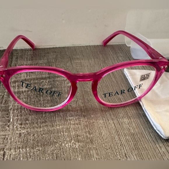 New Mare Azzuro Pink & Clear Round Frame Reading Glasses +2.50 Block Blue Light - Picture 1 of 4